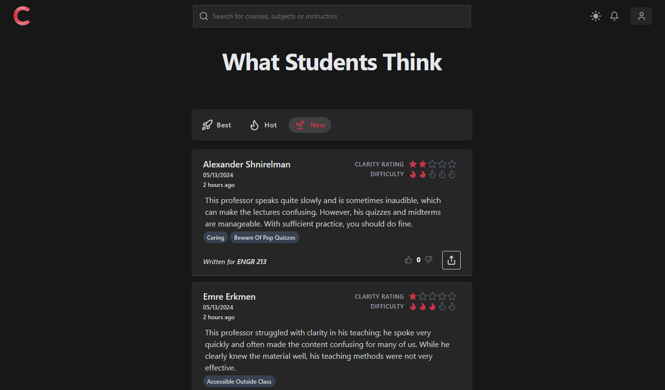 Reviews Feed at Concordia University Concordia Courses